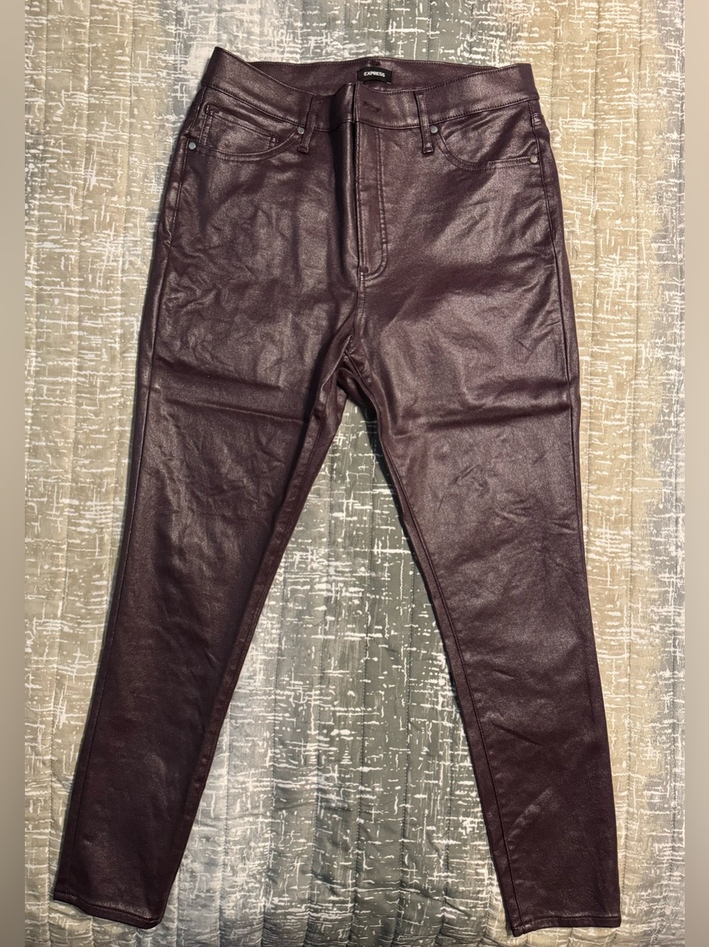 Express- NWOT -  Faux Leather Skinny Pants - Burgundy Plum - Size 14 (Not Plus)